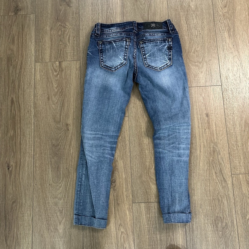 Miss Me‎ Jeans Sz 26 Signature Cuffed Skinny Flower Embroidered - Picture 4 of 5